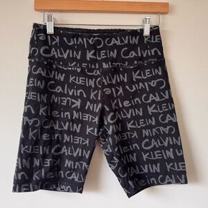 Calvin Klein Black and Gray Logo Athletic Bike Shorts Size M